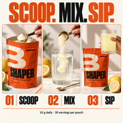 Preparing SHAPER lemon drink: 10 g daily, 30 servings per pouch
